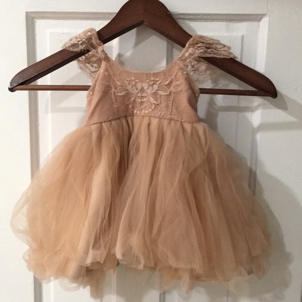 Tulle and lace custom flower girl birthday dress